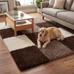 "Bravich Brown Checked Shaggy Rug 60 X 110Cm (2' X 3'7"")" - thumbnail 9