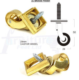 L&F 2X Brass Castor & Square29mm Screw In Castor  Furniture Beds Sofas Chairs Stools