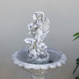 Primrose Solar Power Water Fairy Floral Pedestal Water Feature Leds Grey 108Cm - thumbnail 2