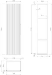 Aveli 1200 X 350mm Fluted Wall Mounted Tall Bathroom Cabinet Storage Cupboard White - thumbnail 6