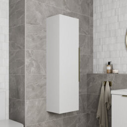 Aveli 1200 X 350mm Fluted Wall Mounted Tall Bathroom Cabinet Storage Cupboard White - thumbnail 2