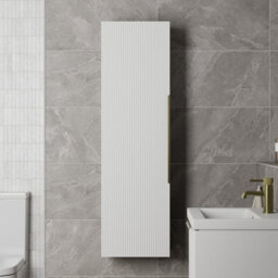 Aveli 1200 X 350mm Fluted Wall Mounted Tall Bathroom Cabinet Storage Cupboard White