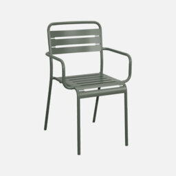 Sweeek - Set Of 2 Stackable Steel Garden Armchairs Amelia Khaki Green 50.4X53X79.5 Cm - thumbnail 2
