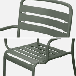 Sweeek - Set Of 2 Stackable Steel Garden Armchairs Amelia Khaki Green 50.4X53X79.5 Cm - thumbnail 4