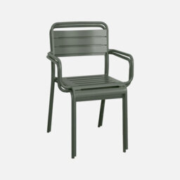 Sweeek - Set Of 2 Stackable Steel Garden Armchairs Amelia Khaki Green 50.4X53X79.5 Cm - thumbnail 3
