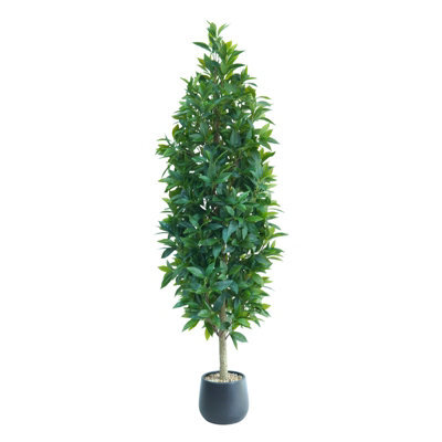 London Boutique 150 Cm Artificial Laurel Tree With Black Pot, Faux Topiary Plant, Adjustable Foliage, Potted Indoor Outdoor Decor - image 1