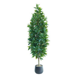 London Boutique 150 Cm Artificial Laurel Tree With Black Pot, Faux Topiary Plant, Adjustable Foliage, Potted Indoor Outdoor Decor - thumbnail 1