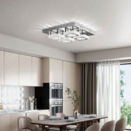 Thehotsale 42X42Cm Modern Crystal Square Led Ceiling Light, Cool Light 4-Panel Chandelier In Chrome - thumbnail 4