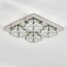 Thehotsale 42X42Cm Modern Crystal Square Led Ceiling Light, Cool Light 4-Panel Chandelier In Chrome - thumbnail 5