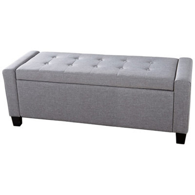 Grey Storage Bench Blanket Box Window Pouffe Living Room - image 1
