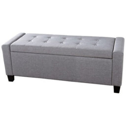 Grey Storage Bench Blanket Box Window Pouffe Living Room - thumbnail 1