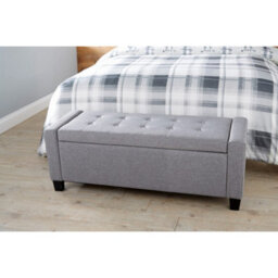 Grey Storage Bench Blanket Box Window Pouffe Living Room - thumbnail 2