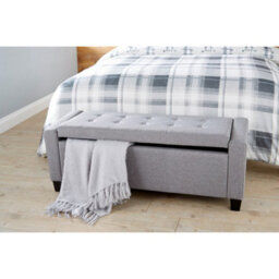 Grey Storage Bench Blanket Box Window Pouffe Living Room - thumbnail 5