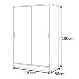 Reflect 2 Door Sliding Wardrobe - Grey Gloss & Matt White - Hanging Rails & Shelves - H:180Cm X W: 120Cm X D: 58Cm - Modern Design - thumbnail 9