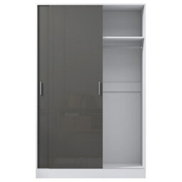 Reflect 2 Door Sliding Wardrobe - Grey Gloss & Matt White - Hanging Rails & Shelves - H:180Cm X W: 120Cm X D: 58Cm - Modern Design - thumbnail 8