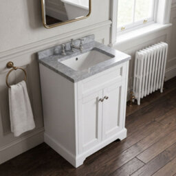 Balterley Swynnerton Traditional 2 Door Floor Standing Vanity Unit With Marble Basin, Satin White, 600mm - thumbnail 3