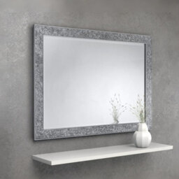 Julian Bowen Staccato Silver Wall Mirror, Glass Frame, Rectangular, Wall Mounted, Horizontal Or Veritcal, 110 X 80 X 2.5Cm
