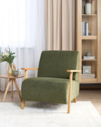 Beliani Retro Armchair Lesja Fabric Green - thumbnail 2