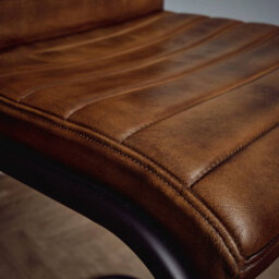 Elm Home And Products Real Genuine Leather Kitchen Café Bar Stool With Back Tan Brown Fully Assembled - thumbnail 6