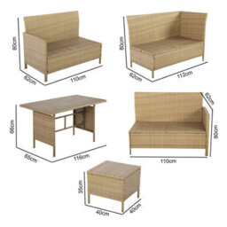 Thalia Rattan Garden Corner 8 Seater Outdoor Sofa Dining Set With Plywood Table Brown - thumbnail 9