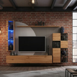 Switch Met Ii Living Room Wall Unit Set With Tv Cabinet Display Cabinet Shelves Hanging Cabinets Led Lighting Wotan - thumbnail 1