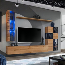 Switch Met Ii Living Room Wall Unit Set With Tv Cabinet Display Cabinet Shelves Hanging Cabinets Led Lighting Wotan - thumbnail 2