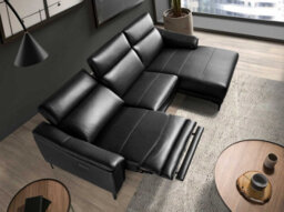 Angel Cerda Modern Black Leather Right Chaise Longue Sofa For Ultimate Relaxation - thumbnail 5