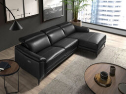 Angel Cerda Modern Black Leather Right Chaise Longue Sofa For Ultimate Relaxation - thumbnail 6