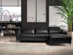 Angel Cerda Modern Black Leather Right Chaise Longue Sofa For Ultimate Relaxation - thumbnail 2