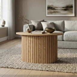 Elegant Madison Ribbed Wood Side Table For Living Room, Bedroom - thumbnail 5