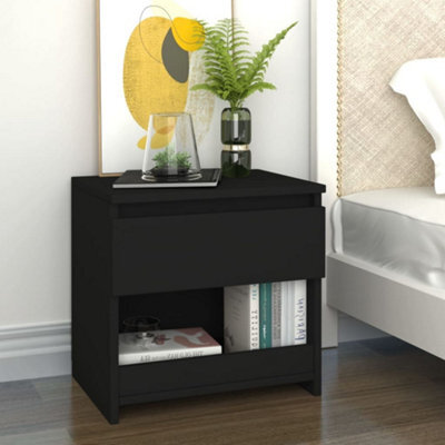 Vidaxl Bedside Cabinet Black 40X30X39 Cm Engineered Wood - image 1