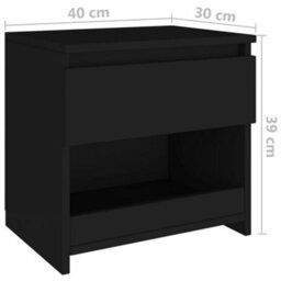 Vidaxl Bedside Cabinet Black 40X30X39 Cm Engineered Wood - thumbnail 7