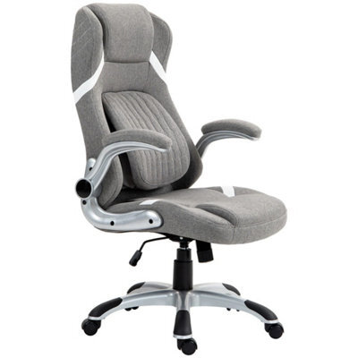 Grey Fabric Office Chair, Height Adjustable With Tilt Feature - image 1