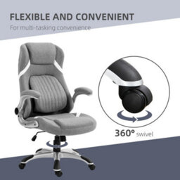Grey Fabric Office Chair, Height Adjustable With Tilt Feature - thumbnail 3