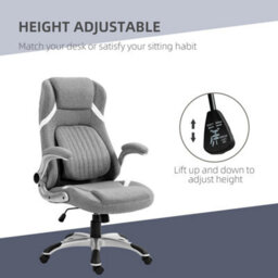 Grey Fabric Office Chair, Height Adjustable With Tilt Feature - thumbnail 4