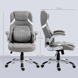 Grey Fabric Office Chair, Height Adjustable With Tilt Feature - thumbnail 2