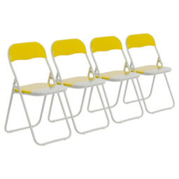Harbour Housewares Coloured Padded Folding Chairs - Yellow - Pack Of 4