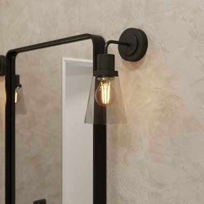 GoodHome Bobwhite Matt Black Wired Bathroom Wall Light - image 1