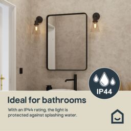 GoodHome Bobwhite Matt Black Wired Bathroom Wall Light - thumbnail 9
