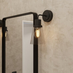 GoodHome Bobwhite Matt Black Wired Bathroom Wall Light