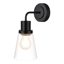 GoodHome Bobwhite Matt Black Wired Bathroom Wall Light - thumbnail 3