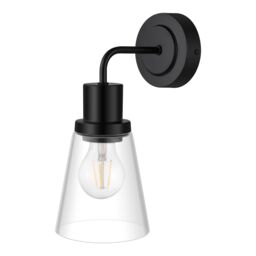 GoodHome Bobwhite Matt Black Wired Bathroom Wall Light - thumbnail 2
