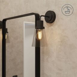GoodHome Bobwhite Matt Black Wired Bathroom Wall Light - thumbnail 6