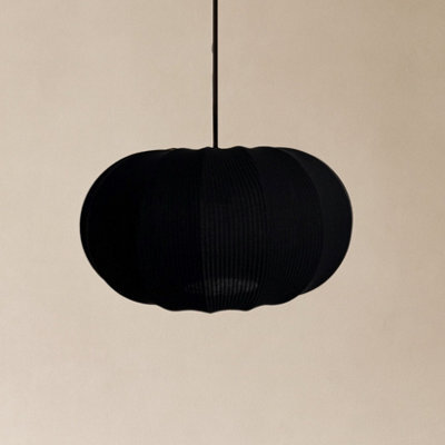 CGC Lighting Cgc Lila Black Oval Stretch Ribbed Cotton Fabric Lampshade - image 1