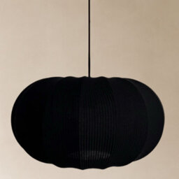 CGC Lighting Cgc Lila Black Oval Stretch Ribbed Cotton Fabric Lampshade - thumbnail 4