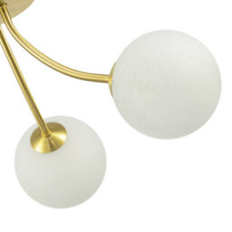 Happy Homewares Modern Designer Satin Gold Ceiling Light With Alabaster Globe Glass Shades - thumbnail 3
