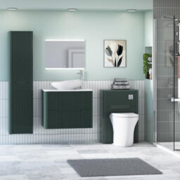 Royal Bathrooms Avenza 800mm Deep Moss Green Wall Hung Bathroom Countertop Vanity Unit 2 Drawer With Nova Basin - thumbnail 4