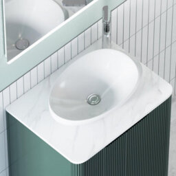 Royal Bathrooms Avenza 800mm Deep Moss Green Wall Hung Bathroom Countertop Vanity Unit 2 Drawer With Nova Basin - thumbnail 7