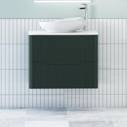 Royal Bathrooms Avenza 800mm Deep Moss Green Wall Hung Bathroom Countertop Vanity Unit 2 Drawer With Nova Basin - thumbnail 1