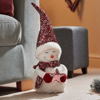 Samuel Alexander 50Cm Large Soft Fabric Sitting Snow Girl Christmas Decoration - image 1